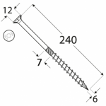 Wood screw CS 6x240 TX30 (100 pcs.pack) - Image 2