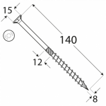 Шуруп по дереву CS 8x140 TX40 (4 шт.упак.) - Image 2