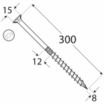 Шуруп по дереву CS 8x300 TX40, 50 шт. - Image 2