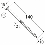 Шуруп по дереву CS 10x140 TX40 (50 шт.упак) - Image 2