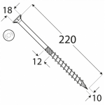 Wood screw CS 10x220  TX40 (50 pcs.pack) - Image 2