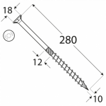 Puidukruvi CS 10x280 TX40 (50 tk.pakk) - Pilt 2
