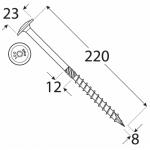 Шуруп по дереву CT 8x220 TX40 / 50 шт.упак. - Image 2