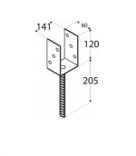 Опора для бруса к бетону PS140U 141x120x60x4,0 мм DOMAX - Image 2