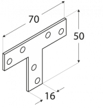 T-shaped fixing angle bracket KT1 70x50x16x2,0 mm DOMAX - Image 2