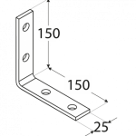 Furniture angle bracket KW7 150x150x25x5,0 mm DOMAX - Image 2