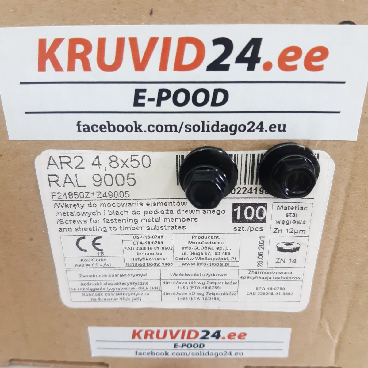 Саморезы AR2 4.8x50mm RAL 9005, 100шт. - Image 3