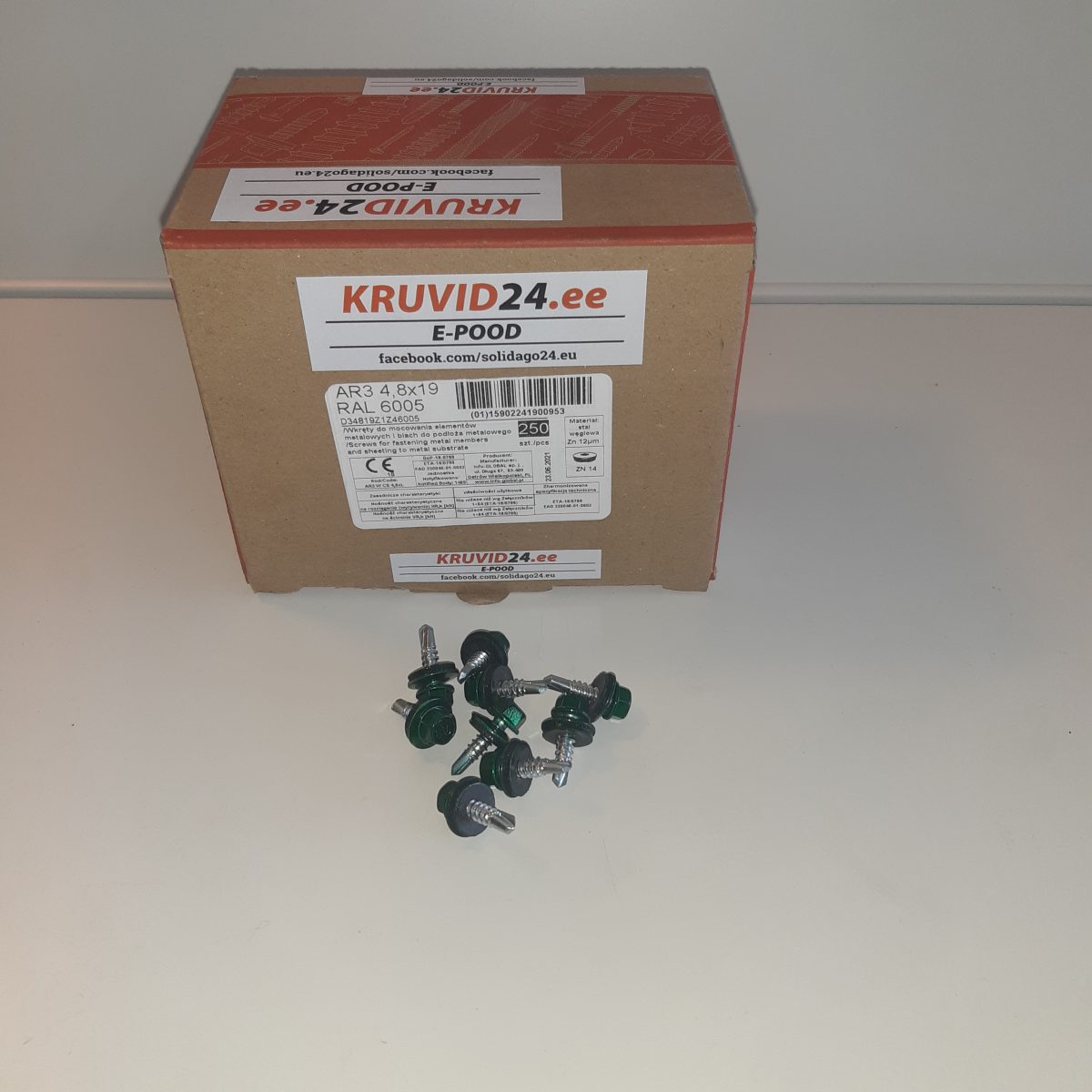 Self-drilling screws AR3 4.8x19mm RAL 6005, 250pc. - Image 2