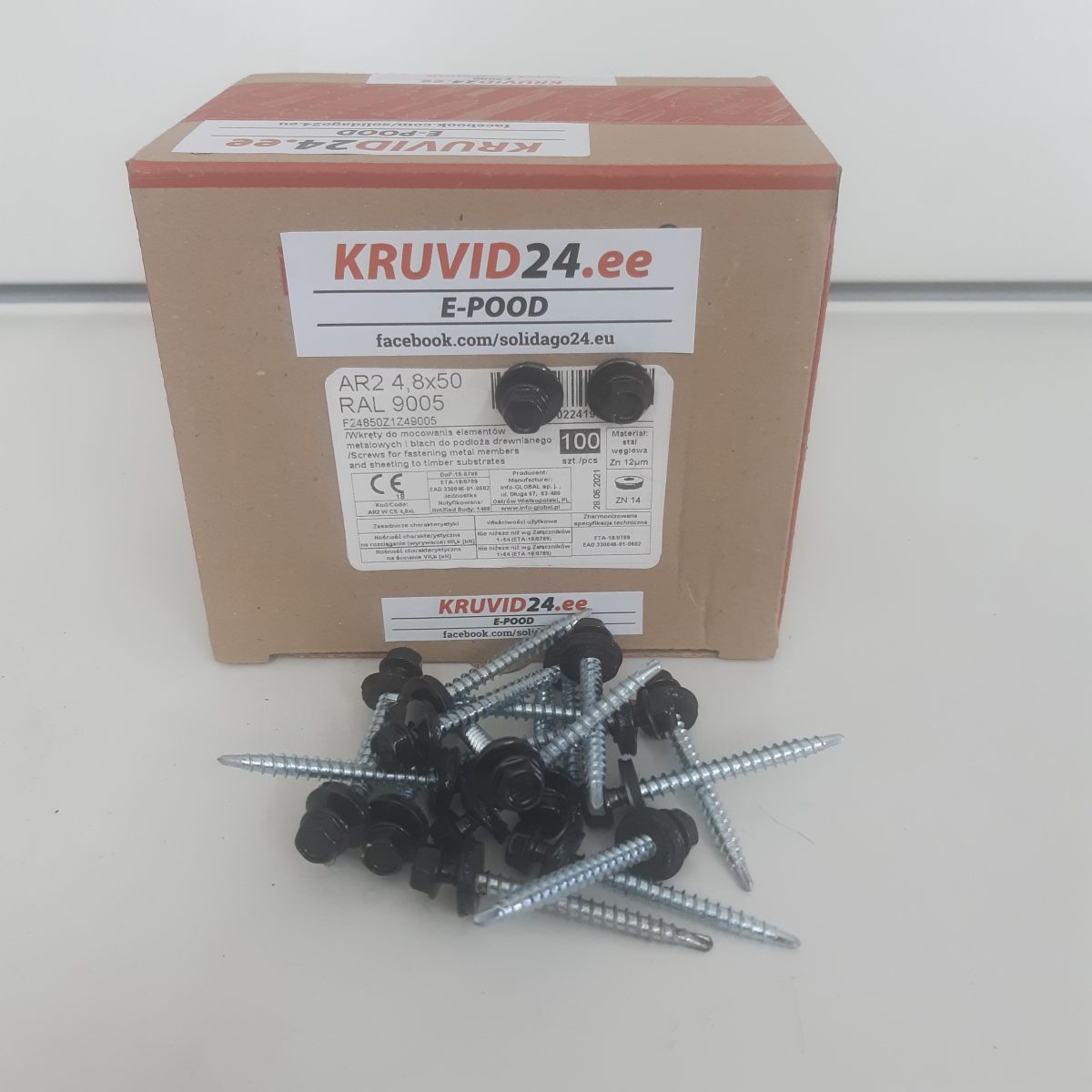 Саморезы AR2 4.8x50mm RAL 9005, 100шт. - Image 2
