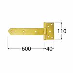 Heavy Duty Gate Hinge ZBW600 600x40x110x4.0 mm, Zn Yellow - Image 2