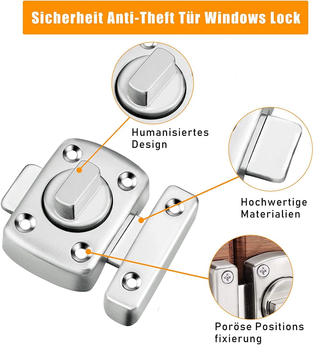 Door latch WRO 50x40mm, chrome - Image 3
