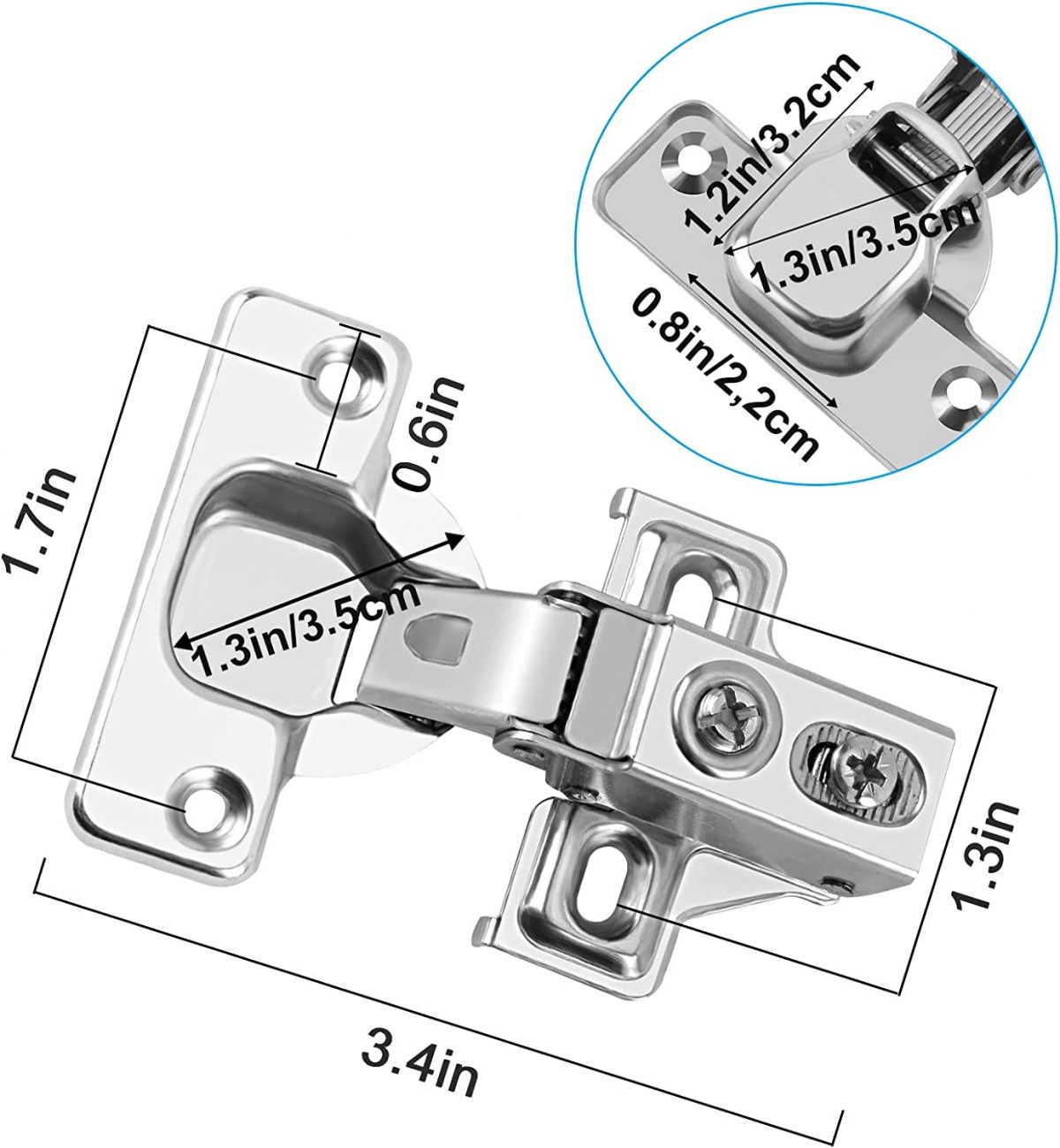 Furniture hinge with closer 4pcs - Image 2