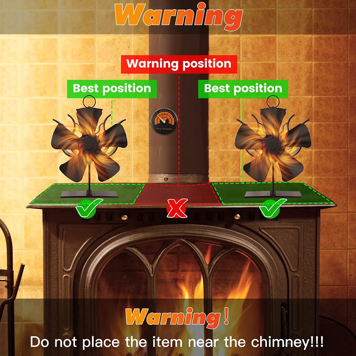 Stove Fan, 6 Blades Fireplace Fan - Image 9