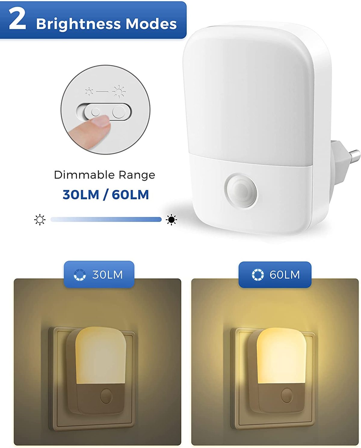 LED night light with sensor 0.6 W, Fulighture (2pcs) - Image 7