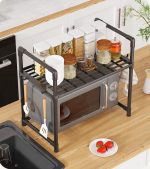 Kitchen Microwave Rack, 2-Tier, Black - Image 2