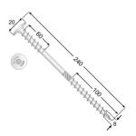 Soojusisolatsiooni konstruktsioonikruvi WKT 8x240 TX40, 50 tk - Pilt 2