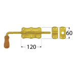 Tower Bolt WRG120 120x60x1,3 mm with Wooden Handle - Image 2