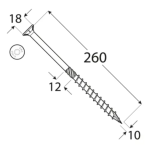 Wood screw CS 10x260  TX40 (50 pcs.pack) - Image 2
